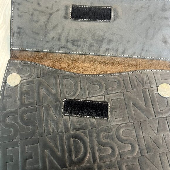 Vintage Authentic Embossed Logo'd Black Leather Fendi Pouch - Picture 4 of 6